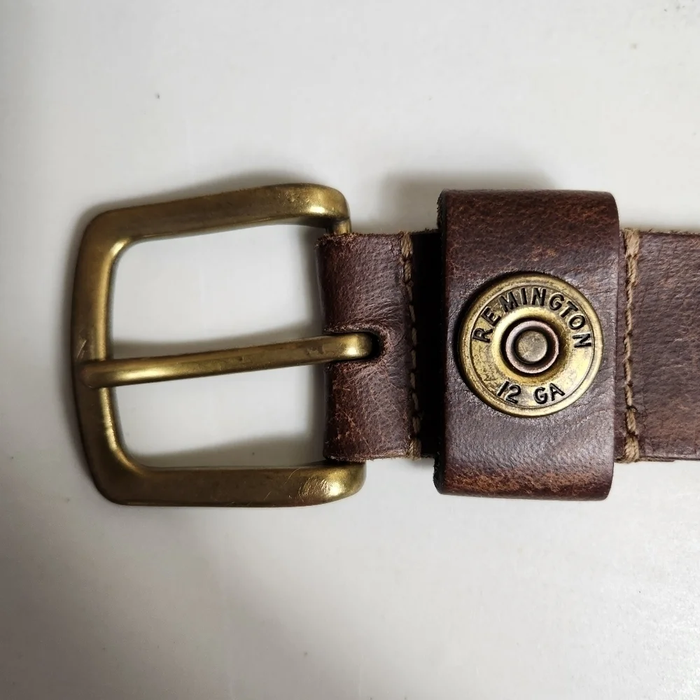 Remington Mens 12 GA Brown Leather Belt-Size 3X (50-52)
